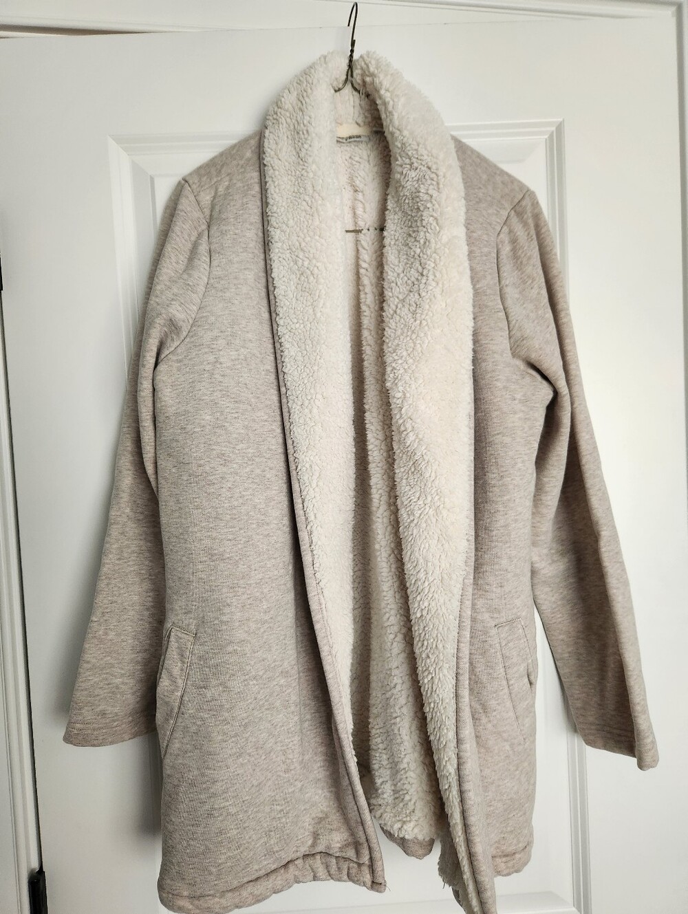 LL Bean Cozy Cream Sherpa-Lined Women's Sweater Jacket